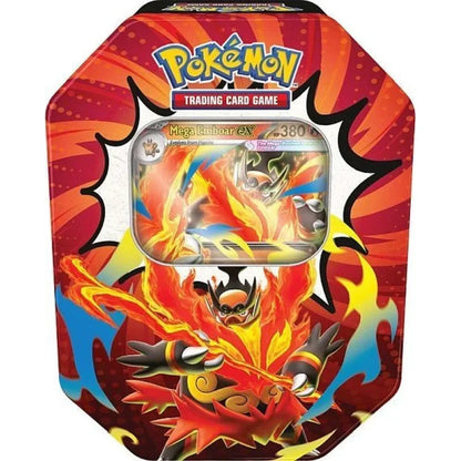 Pokémon Ascended Heroes Tin – Mega Emboar ex – voorzijde