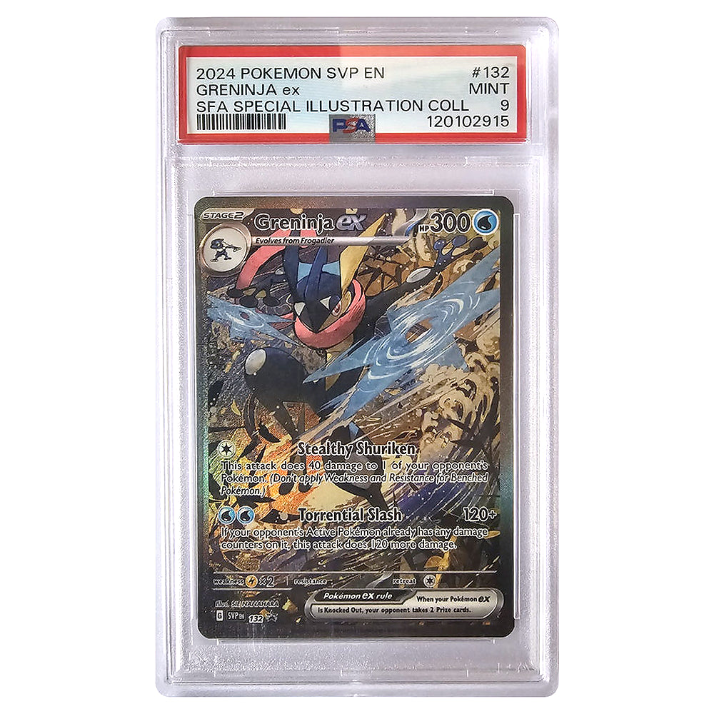 Greninja ex #132 PSA 9, certificaat 120102915 – voorzijde